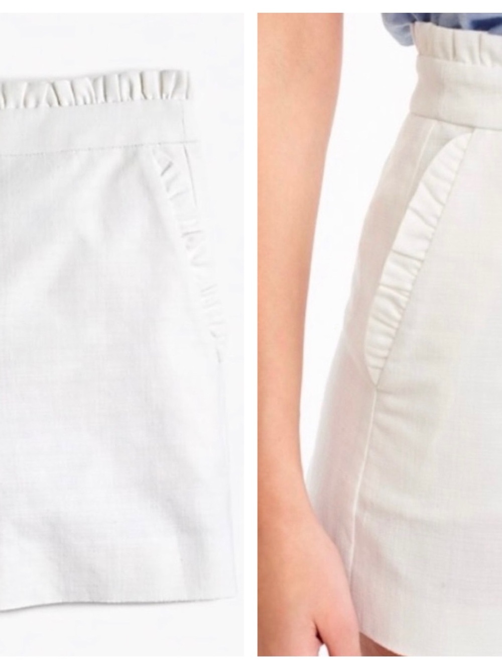 J. Crew Factory white High-Waist Ruffle Pocket Shorts